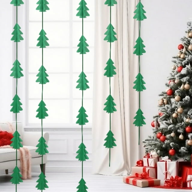 Holiday products Paper Hanging Decorations Christmas Decorations Mini String Pull Out Flags Hanging Banners Christmas Tree Decorations Indoor Scenes Shop Window Party Ornaments