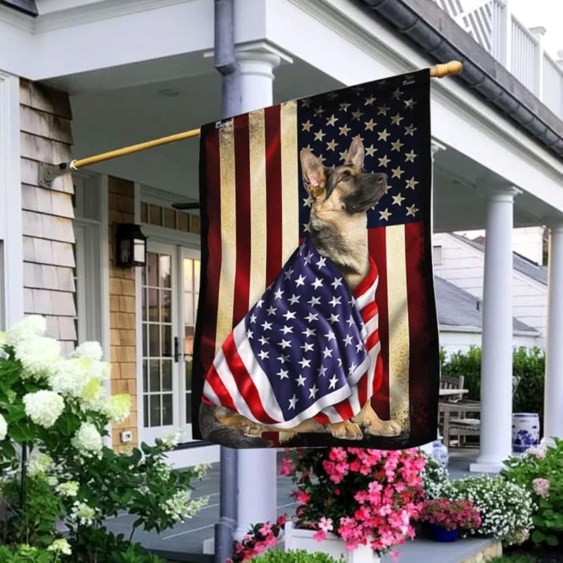 German Shepherd Flag - Outdoor German Shepherd Decorations, House Flag For Porch, Patio, Wall Decor, Heavy-duty Canvas German Shepherd Garden Home Decor Double Sided Flag