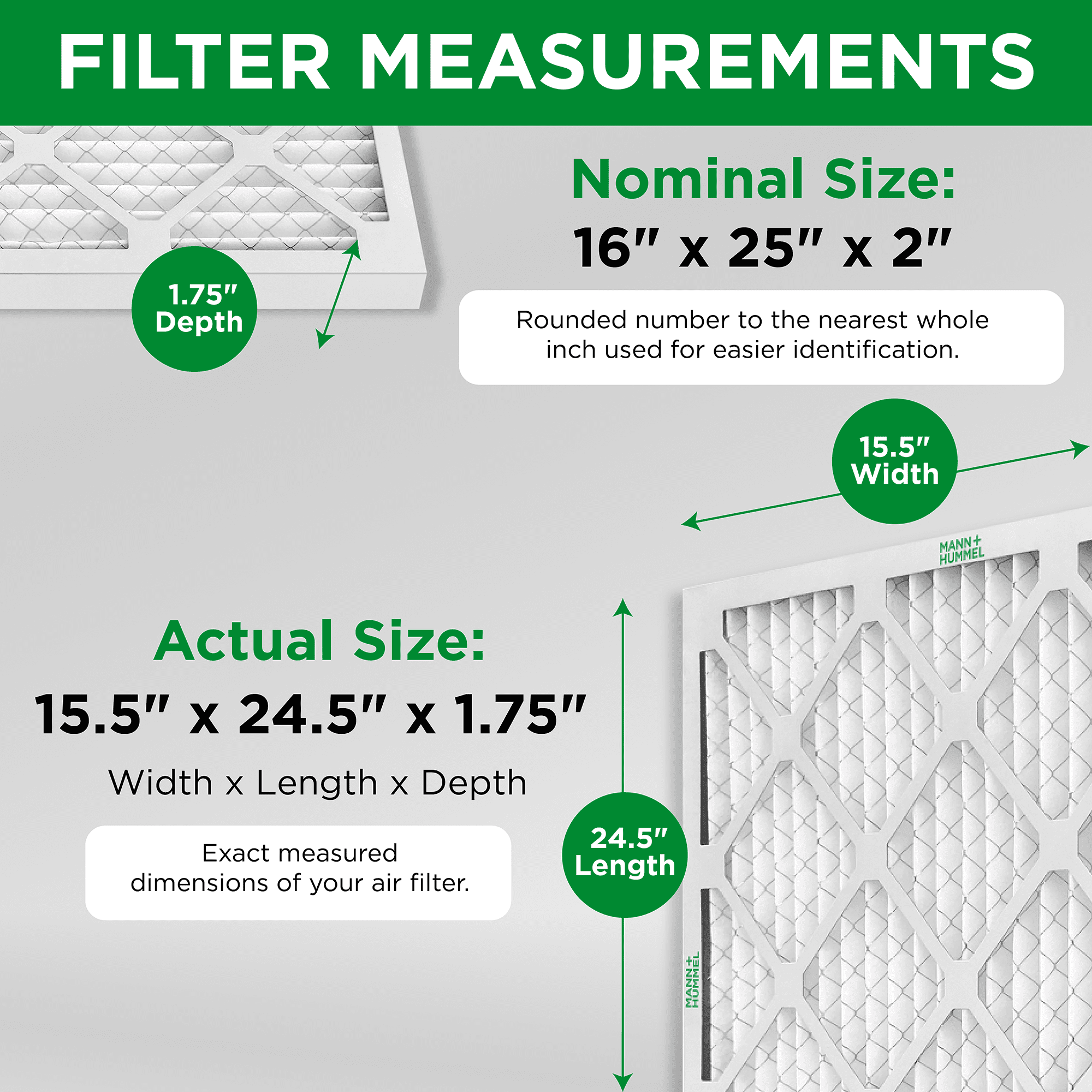 16x25x2 MERV 8 Pleated AC Furnace Air Filters. 4 Pack
