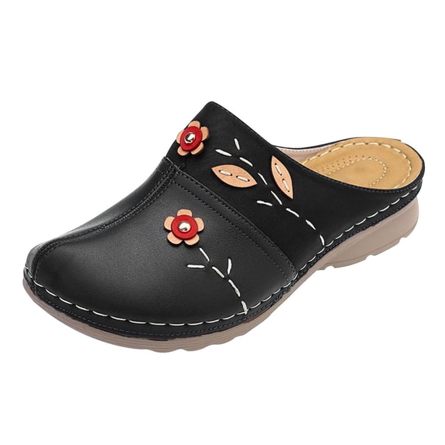 Sandalias y zapatillas de mujer con tacón de cuña y flores huecas de talla grande de verano Wmkox8yii hj789