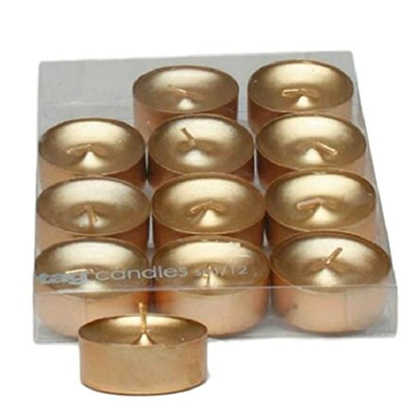 Metallic Shimmer Gold Tealight Candles, Set of 12 Tea Lights by TL