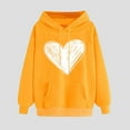 thumbnail image 2 of Oalirro Drawstring Hoodies for Women Causal Winter Long Sleeve Cute Heart Sweatshirt Valentine's Day Top for Spring, Yellow, 2 of 7
