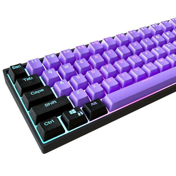 Kraken Keycaps - Édition Lotus Ensemble de Keycaps Rétroéclairés RGB - Touches Doubleshot PBT Noir & Violet pour Claviers Mécaniques de Toutes Tailles - pour Tous 60 %, 65 %, 75 %, 85 %, TKL & Full