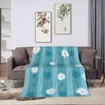 thumbnail image 3 of Blue Striped Flowers Pattern Throw Blanket,Super Soft Anti-Pilling Flannel Bed Blankets, 50"x40", 3 of 8