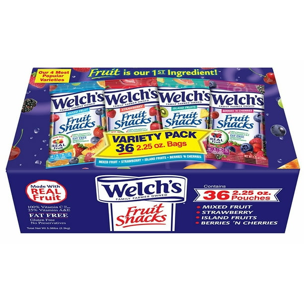 Welch's Fruit Snacks, Variety Pack, 36 ct, 2.25 oz