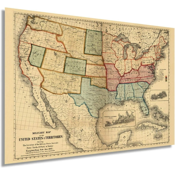HISTORIX 1861 American Civil War Map - 18x24 Inch Vintage Map of the