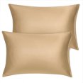 thumbnail image 1 of 2 Pcs Zippered Silky Satin Pillowcases Gold Queen Size Pillow Cases Covers, 1 of 9