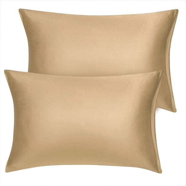 2Pcs Fundas De Almohada De Microfibra Fundas De Almohada Oxford Estándar / Reina / Rey Oro 21x31 Pulgadas