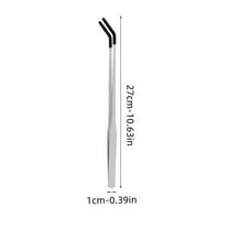 Tainini Stainless Steel Reptile Feeding Tongs with Rubber Tip, 10.6” Straight & Curved Long Tweezers for Aquarium or Craft