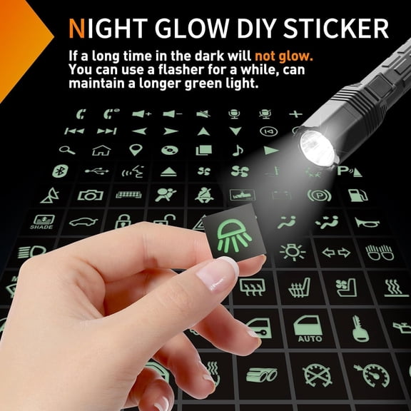 Nilight 249PCS Night Glow Sticker for Rocker Switch Panel DIY Luminous Pattern Text Label in The Dark Toggle for Dashboard Boat RV Car Truck Vehicle