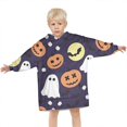 thumbnail image 3 of Halloween Ghost & Pumpkin Pattern Blanket Hoodies for Kids 6-13YR Oversize Wearable Blanket Hoodies for Boys Girls Teens, 3 of 7