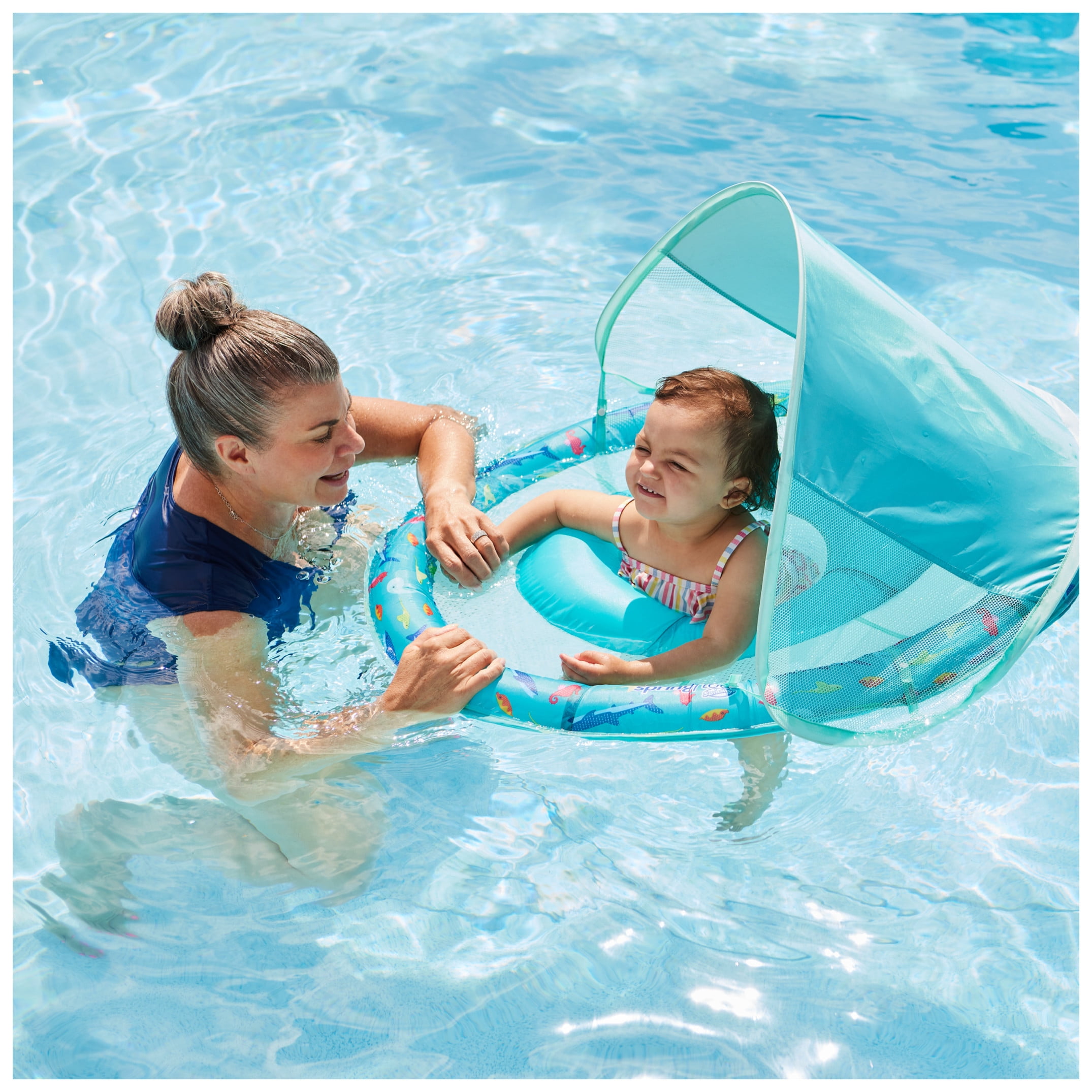 SwimWays Essential Baby Spring Float with Canopy, for Kids 9-24 Months Old