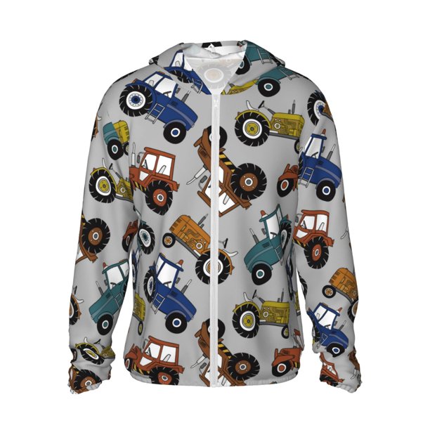 Balery Color Tractor Sudadera ligera de manga larga con capucha y protección solar UPF 50+ para hombre y mujer, ideal para pesca y running-Small
