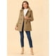 thumbnail image 3 of Abrigo de invierno con cinturón y bolsillos con doble botonadura y cuello alto para mujer Caqui S, 3 of 6