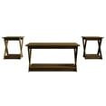 thumbnail image 4 of Home Design Emporia 3-Piece Coffee Set with Crossed-Leg Design and Lower Shelf, Wide Plank, Brown, Modern Living Room, 4 of 10