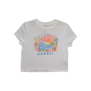 Billabong WHITE Women's Stay Salty Hawaii Crop Tee, US X-Small/6
