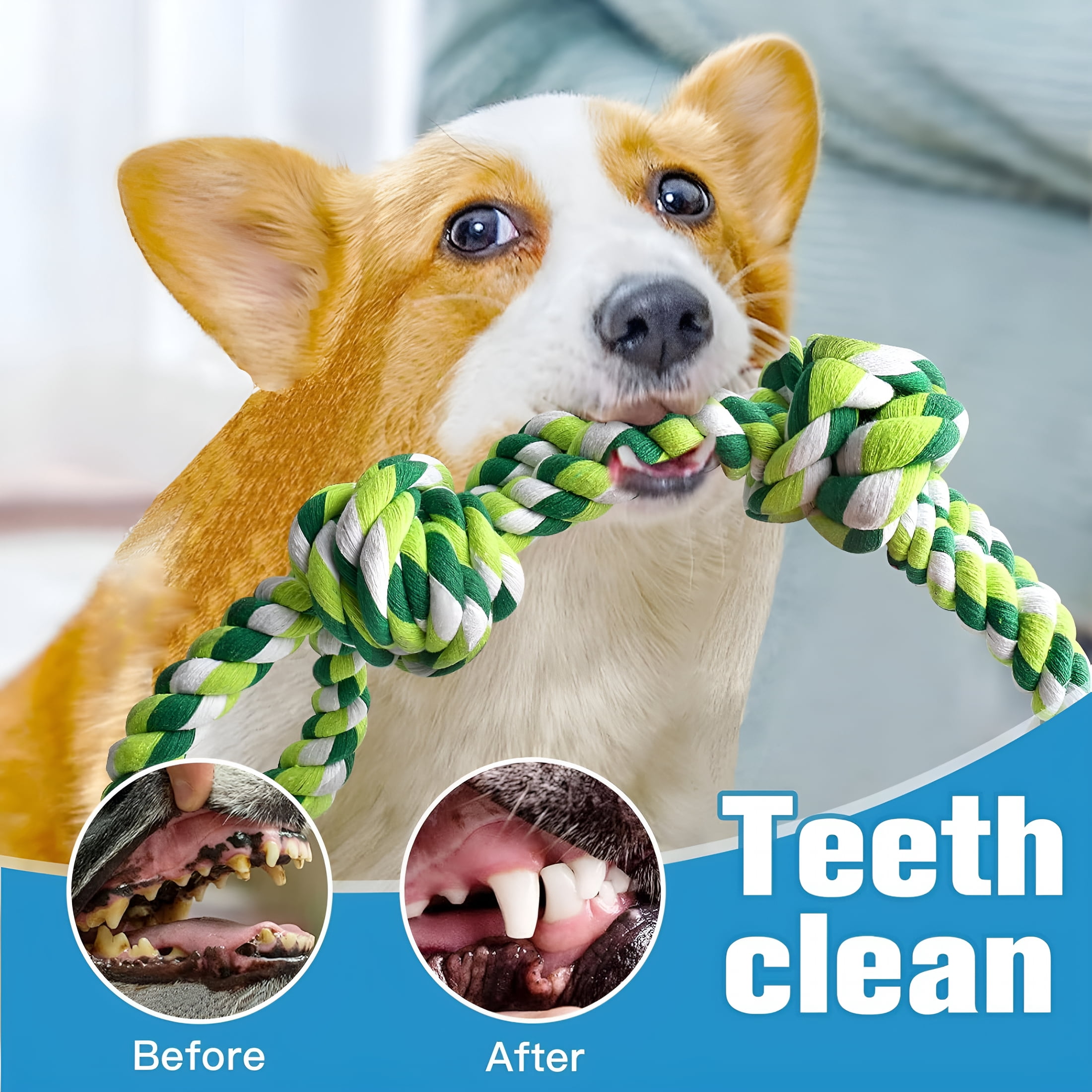 BESTSKY Dog Rope Toys 2 Nearly Indestructible Dogs Toy for Medium to Large Breed, Dental Cleaning Chew/Tug Toy for Boredom, Dog Grinding Teeth for Aggressive Chewers