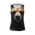 thumbnail image 3 of Picia Urban Bear With Headphones Pattern Women's Workout Tank Top,Breathable Activewear,Slim Fit Athletic Top,Versatile Workout Moisture-wicking top-Medium, 3 of 9