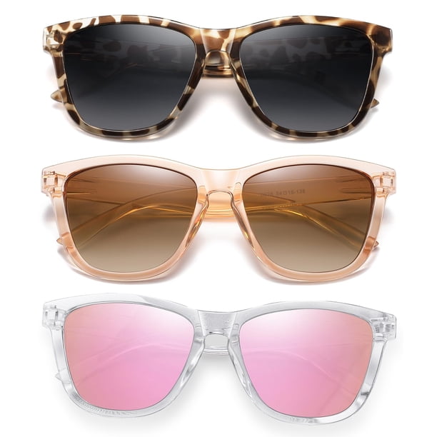 Gafas de sol DANAMY 54mm polarizadas UV400 para mujer, color rosa leopardo