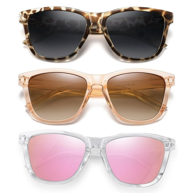 Gafas de sol DANAMY 54mm polarizadas UV400 para mujer, color rosa leopardo