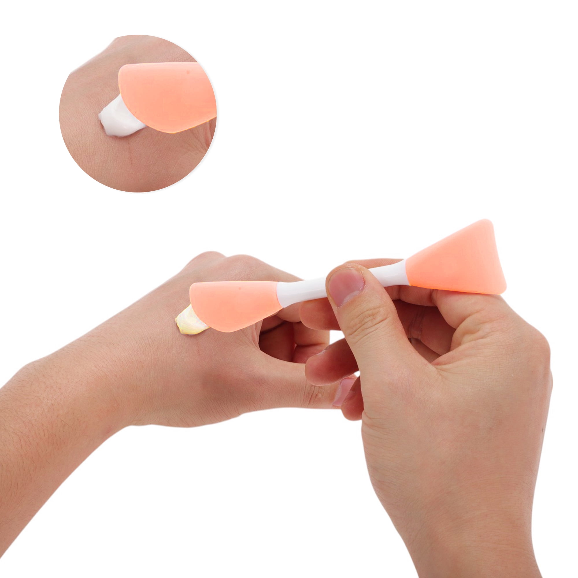 Unique Bargains Smooth Two-in-One Facial Mask Brush 2 Pcs Light Orange