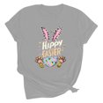 thumbnail image 4 of UPPADA Femmes Joyeuses Easter T-Shirt Bunny Rabbit T-Shirt Graphique Manches Courtes Lettres Amusantes Imprimées Chemises Manches Courtes Col Rond Tuniques Hauts Gris,TTG, 4 of 5
