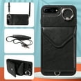 thumbnail image 2 of for iPhone 7 Plus/8 Plus PU Leather Back + TPU Frame Rugged Case, Classic 360 Rotating Ring Kickstand Card Slots Shoulder Strap Drop Protective Slim Fit Shockproof Phone Case Cover, Black, 2 of 13