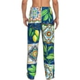 thumbnail image 3 of Uemuo Lemon and Leaves Pattern Men's Wide Leg Palazzo Lounge Pants with Pockets Light Weight Loose Comfy Casual Pajama Pants-Large, 3 of 9