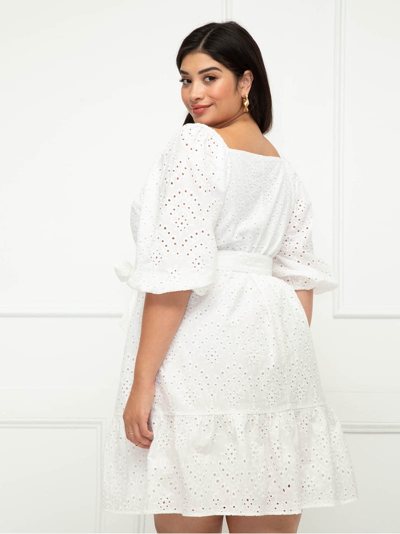 knee length eyelet dress Caribbean Dress Knee Length-White Eyelet Love Olive Co