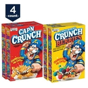 Cap'n Crunch Breakfast Cereal, 2 Flavor Variety Pack, 4 Ct