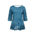 thumbnail image 5 of Ounisa Womens Plus Size 3/4 Sleeve T Shirt Crew Neck Printed Pullover Loose Fit Casual Fashion Trendy Tops XL-5XL, 5 of 6