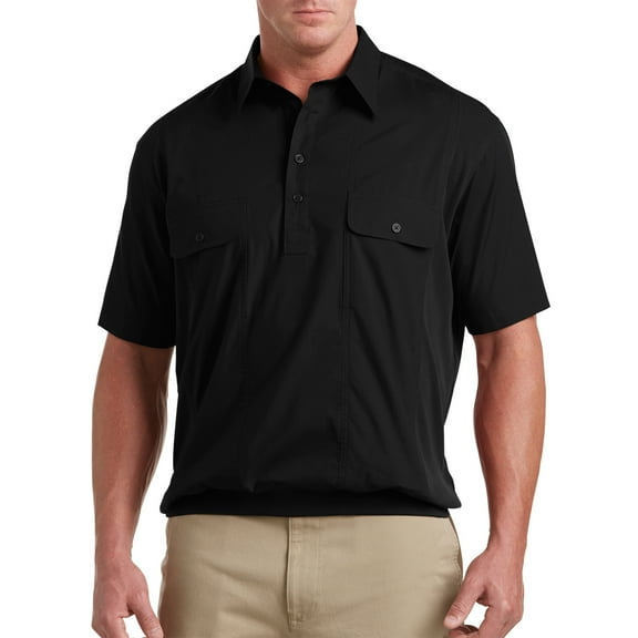 Harbor Bay by DXL Big and Tall Men's Banded-Hem Polo Shirt, Black, 7XL