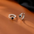 thumbnail image 5 of 925 Sterling Silver Black Heart Hoop Earrings for Women Teens Heart Huggie Earrings Hoop, 5 of 7