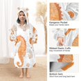thumbnail image 3 of FORMRS Wearable Blanket Hoodie with Sleeves for Kids Cozy Flannel Sweatshirt, Orange Seahorse, 3 of 7