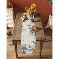 thumbnail image 4 of Fall Table Runner 13x72 Inches Long Thanksgiving Blue Pumpkin Runner for Table Teal Eucalyptus Leaves Table Runners Cotton Linen Dresser Scarf for Kitchen Coffee Dining Autumn Holiday Party Decor, 4 of 6