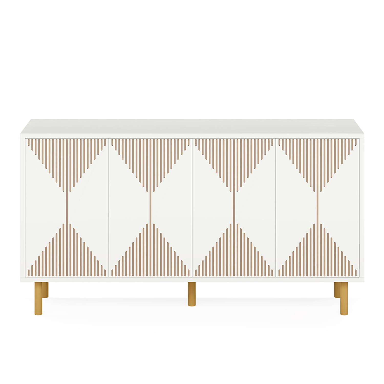 Demi Bonn 59" Sideboard Buffet Storage Cabinet, Modern Credenza Accent Cabinet with Doors, Console Coffee Bar for Kitchen Entryway Living Dining Room, White