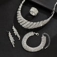 thumbnail image 4 of Silver Rhinestone Necklace Earrings Bracelet Sets Bridal Wedding Jewelry Set Heart Costume Jewelry Sets for Women and Brides, 4 of 8