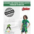 thumbnail image 3 of Marvel Avengers Hulk Little Boys Rash Guard and Swim Trunks Outfit Set Toddler to Big Kid, 3 of 5