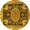 thumbnail image 1 of Ahgly Company Machine Washable Indoor Round Medallion Yellow Traditional Area Rugs, 8' Round, 1 of 4