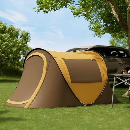 VibrantEcho 2-Person, Windproof Beach Tent with Mesh Window, Instant Pop Up, Sun Shelter, Waterproof, Easy Setup, Family Tent for Camping, Beach & Backpacking. Includes Carry Bag,Yellow