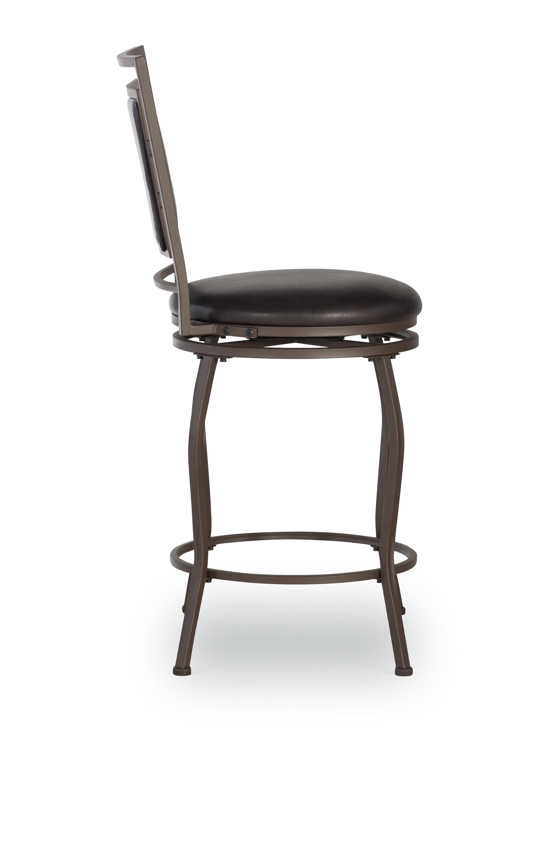 Linon Nora 24-30" Indoor Adjustable Metal Swivel Bar Stool, Set of 3, Brown/Brown Faux Leather