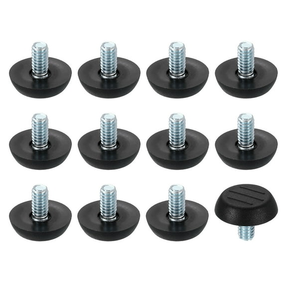12Pack 1/4 Thread Furniture Feet Levelers, 23x12 Adjustable Leveling Screw, Black