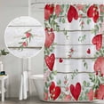 thumbnail image 4 of Valentines Love Heart Shower Curtain Set - Long 72" x 84" Washable Bathtub Curtain with 12 Hooks, Eucalyptus Red Love Heart Retro Waterproof Fabric Stall Shower Curtains for Bathroom/Bathtub Décor, 4 of 6