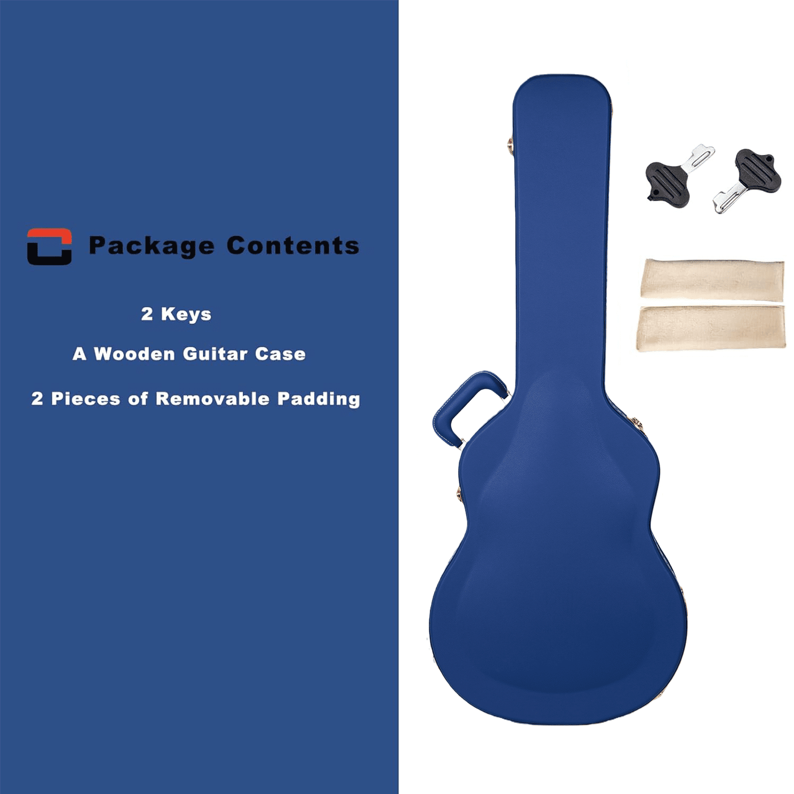Crossrock Guitar Case for 16" Archtop/Hollow Body/Jazz Electric Guitars - Fits Gretsch Electromatic, Ibanez, Epiphone, Gibson ES Series -Vibrant Blue (CRW520JA16VB)