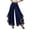Navy, variant on Levmjia Women's Chiffon Pants High Waisted Ruffled Hem Wide Leg Pants with Gold Trim Elastic Waist Flowy Casual Lounge Trousers for Evening Party