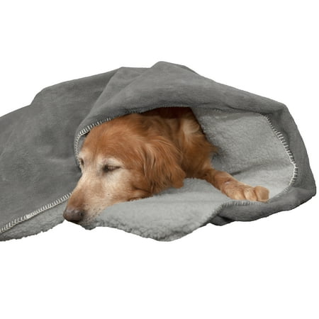 UPC: 0842229116748 | FurHaven Pet Throw Blanket | Snuggly & Warm Faux Lambswool & Terry Pet Throw Blanket  Silver Gray  Large