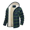 thumbnail image 4 of Feancey Today's On Sale Flannel Hooded Coat for Men Winter Warm Sherpa Lined Fashion Jackets Button Down Casual Fleece Hoodie Jacket with Pockets Green XL, 4 of 5