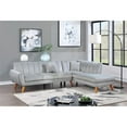thumbnail image 2 of Poundex 2-Piece Velvet Sectional Sofa with Curved Armrest in Light Gray, 2 of 9