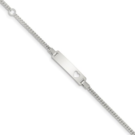 Sterling Silver Heart Fancy Link ID Bracelet 6