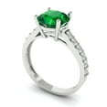 thumbnail image 2 of 2.3 ct Round Cut Simulated Emerald Solitaire with Accents Engagement Ring for Women in 18K White Gold, 2 of 5